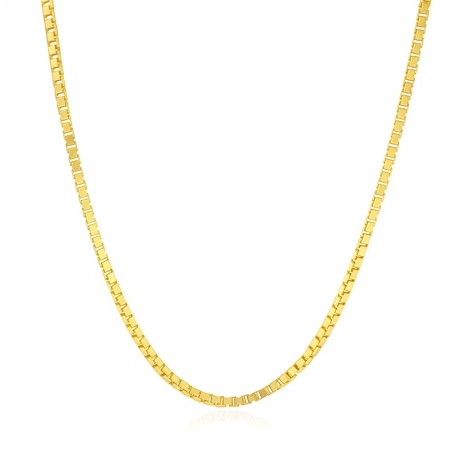 14k Yellow Gold Semi Solid Box Chain (1.80 mm) in a sleek high-contrast midnight luxury editorial style